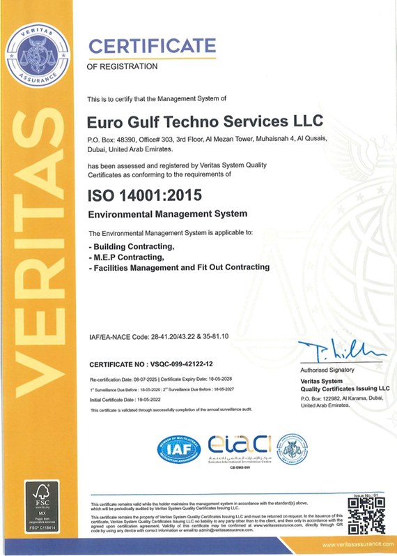 ISO 14001:2015 certificate