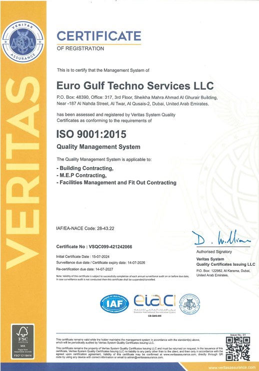 ISO 9001:2015 certificate